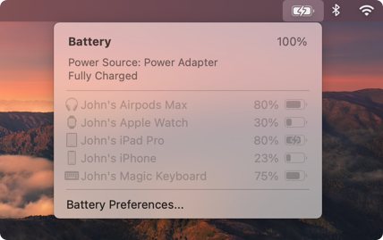 batteries menu bar item